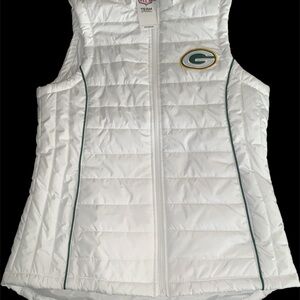 Women's Green Bay Packers White Quilted Vest Medium